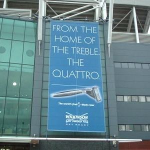 Large format mesh banner on stadium