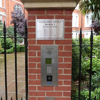 Entrance gate engraving and intercom