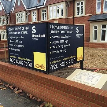 Savills post mounted V board size 8Ft x 5Ft fitted in Ealing