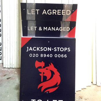 Jackson Stops Weybridge Office delivered to fitter Shepperton Signs Surrey