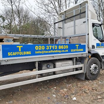 T SCAFFOLDING is a company we service with Vehicle graphics Banners and Boards